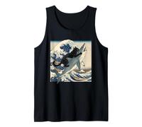 Tshirt Chat Noir Hai Ukiyo-e Ocean Art Japonais Débardeur