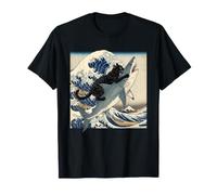 Tshirt Chat Noir Hai Ukiyo-e Ocean Art Japonais T-Shirt