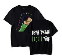 Tshirt Chris Brown 11:11 Tour Tendance Graffiti T-Shirt Unisexe O Cou Chemise À Manches Courtes Fan T-Shirt Hip-Hop Artiste Coton T-Shirt XS-3XL-Black||XS