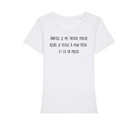 Tshirt Corner - Parfois Je Me Trouve Moche Alors Je Pense à Mon Frère - T-Shirt Femme - Fêtes de Fin d'Année - Noël - Cadeau - Famille - Fun - Humour - Coton 100% Bio - Blanc - Taille M