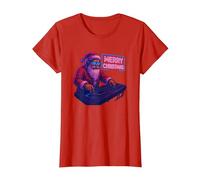 Tshirt DJ Noël Drôle Techno Rave EDM Cadeau T-Shirt, Femme, Rouge, M
