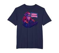 Tshirt DJ Noël Drôle Techno Rave EDM Cadeau T-Shirt, Homme Grandes Tailles, Bleu Marine, 2X Tall
