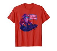 Tshirt DJ Noël Drôle Techno Rave EDM Cadeau T-Shirt, Homme, Rouge, XL