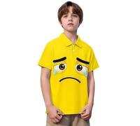 Tshirt Enfant - à Boutons col Classique pour garçons et Adolescents t-Shirt Manches Courtes été décontracté avec Impression Gentleman élégant