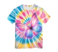 Tshirt Enfant Garcon Tee Shirt Fille, tie-Dye Fluo pour Enfants garçons et s Style Hippie Taille 6 à 16 Ans (8-9 Years)
