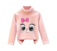 Tshirt,Girl's Fall and Winter Printing Thickened De Velvet Half Turtleneck Bottoming Shirt Chemises Blanches Manches Longues pour Filles Boutonnées (PK1, 12-18 Months)
