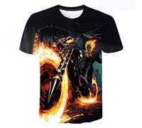 Tshirt Homme à Manches Courtes col Rond imprimé numérique 3D Ghost Rider-Q_L