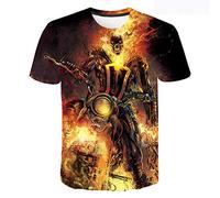 Tshirt Homme à Manches Courtes col Rond imprimé numérique 3D Ghost Rider-Une_L