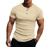 Tshirt Homme,t-Shirts à Manches Courtes Homme,Pull en à Rayures Verticales élastiques pour, idéal pour Le Sport et Les Loisirs d'été, en provenance d'europe et des États (Khaki, S)