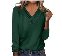 Tshirt Manche Longue Femme Tunique Blouse Mode Vetement Basique Haut Décontracté Tops Couleur Unie T-Shirt Manches Longues Haut Chic et Elegant Tee Shirt Outlet France Vert Armée 3XL