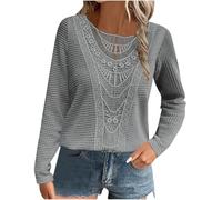 Tshirt Manche Longue Femme Vetement Mode Haut Chic et Elegant Tops Casual Haut Décontracté Solid Tunique Blouse T-Shirt Manches Longues Doux Vêtements Votre Compte Gris M
