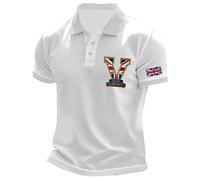 Tshirt Manche Longue Homme,décontracté pour Homme à Manches Courtes Coupe Ample imprimé Journée européenne de la Guerre édition commémorative Style Polyvalent pour Quotidien (White, XL)