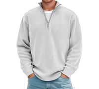 Tshirt Manche Longue Homme Mode Pull Col Montant Chaud Thermique Tshirt Sport Basique Zippé Haut Sweat Sportswear Grande Taille Tee Stretch Shirt Pull Homme en Tricoté 1/4 Zip Pullover d'hiver