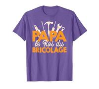 Tshirt Papa Bricoleur Roi du Bricolage Bricole Humour Papa T-Shirt, Homme, Violet Chiné, S