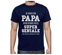 Tshirt Papa Cadeau Papa Del Fille Anniversaire Fete des Peres Tee Shirt Humour Medium Marine