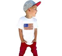 Tshirt pour enfant garçon fille 4 juillet drapeau américain tenue chemise patriotique USA t-shirt enfant jour de l'indépendance t-shirt mignon haut vêtements bébé fille, blanc, 5 ans