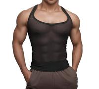 Tshirt sans Manche Homme, Débardeur Transparent en Coupe Ajustée Respirant sans Manches pour Une Tenue Décontractée À La Maison Une Sortie Estivale Une Fête Au Quotidien avec Un Confort (Black XXL)