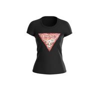 T-shirt femmes Guess RN SATIN TRIANGLE Noir EU S