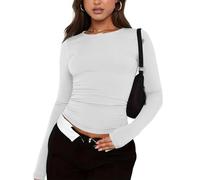 Tshirt Sport Femme, Tee Shirt Manche Longue Femme Long Sleeve Top Women Haut Hiver Tee Shirt Paillette Femme Tshirt Humour Blouse Blanche Chimie Chemise De Nuit T-Shirt Personnalisé (White,XS)