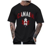 Tshirt Sport Homme Respirant, Male Spring and Summer National Day Celebration Casual Distressed Partial Print Shirt Round Neck Short Sleeve Top