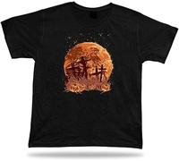 Tshirt Tee Shirt Birthday Gift Idea Moon Graves Creepy Graveyard Horror Pumpkin Black Manches Courtes(Small)
