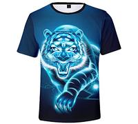 Tshirt Tiger 3D Tshirt Tshirt Face Animal Imprimé T-Shirt Coute Courte Cou Round NOU Casual T-Shirt pour Femmes Hommes