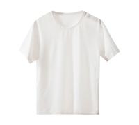 Tshirt Unie pour Enfant Ado Fille Garcon 3-16 Ans à Manches Courte en Col Rond Tissu Glace Soie, Haut Top Basique Classique Tunique Décontractée Vetement Tenue de Sport