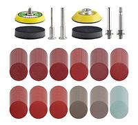 Tshya Lot de 240 disques abrasifs de 50mm pour perceuse meuleuse outils rotatifs avec 2 plaques d'appui de 6,35 mm, 6,35 mm, patins de ponçage avec grain 80-3000