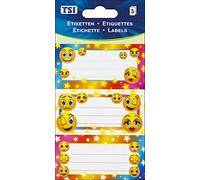 TSI 55395 Smiley Lot de 3 feuilles de 3 étiquettes multi-usages Impression sur papier