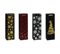 TSI 88280 Lot de 12 sacs cadeaux de Noël Premium Taille bouteille (H x l x P 38 x 12 x 8 cm)