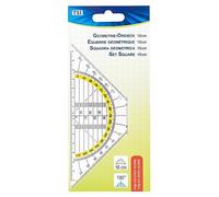 TSI Equerre Géométrique 16 cm, Transparent, avec Bords Anti-Taches, Échelle Interne pour Lignes Parallèles et Ligne d'Aide Angulaire 45°/90°, N° d'Art. 46302