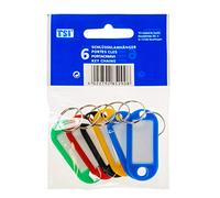 TSI Lot de 6 porte-clés, assortiment de couleurs, avec champ d'inscription