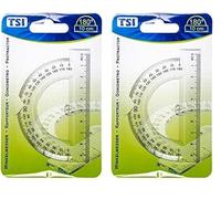 TSI Rapporteur d'angle 180° avec règle 10 cm, transparent, N° d'art. 46208 (Lot de 2)