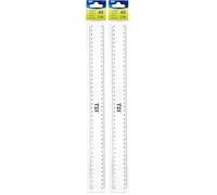 TSI Règle 40 cm en plastique, transparent, N° d'art. 46040 (Lot de 2)