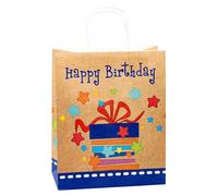 TSI Sac cadeau en papier kraft ANNIVERSAIRE, lot de 6, taille : grand (32 x 26 x 13,5 cm), N° d'art. 88315