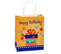 TSI Sac cadeau en papier kraft ANNIVERSAIRE, lot de 6, taille : moyenne (23 x 18 x 10 cm), N° d'art. 88013