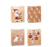 TSI Sac cadeau en papier kraft pour Noël, lot de 12, taille : grand (32 x 26 x 12 cm), N° d'art. 88317