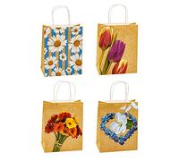 TSI Sac cadeau en papier kraft PRINTEMPS, lot de 12, taille : moyenne (23 x 18 x 10 cm), N° d'art. 88012