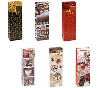 TSI Sac cadeau pour Noël, lot de 12, taille : bouteille (36 x 12 x 8 cm), N° d'art. 83289