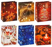 TSI Sac cadeau pour Noël, lot de 12, taille : moyenne (23 x 18 x 10 cm), N° d'art. 83018