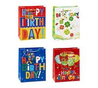 TSI Sac cadeau Série ANNIVERSAIRE, lot de 12, taille : moyenne (23 x 18 x 10 cm), N° d'art. 83015