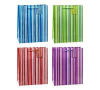 TSI Sac cadeau Série COLORFUL LINES, lot de 12, taille : grand (32 x 26 x 13,5 cm), N° d'art. 85315