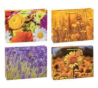 TSI Sac cadeau Série Fleurs, lot de 12, taille : grand shopper (29 x 38 x 10 cm), N° d'art. 84413