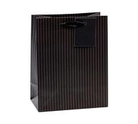 TSI Sac cadeau Série Rayures fines, lot de 12, taille : moyenne (23 x 18 x 10 cm), N° d'art. 86010