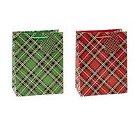 TSI Sac cadeau Série Tartan, lot de 12, taille : moyenne (23 x 18 x 10 cm), N° d'art. 87012