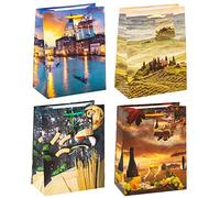 TSI Sac cadeau Série Toscane et Venise, lot de 12, taille : moyenne (23 x 18 x 10 cm), N° d'art. 82010