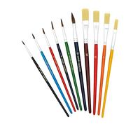 TSI Set de pinceaux de Peinture, Lot de 10, Tailles: (Ronds) 1,2,4,6,8,10 et (Plats) 4,6,10,12, Tige laquée, N° d'art. 49110