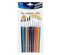 TSI Set de pinceaux de Peinture, Lot de 12, Tailles: (Ronds) 1,2,4,6,8,10 et (Plats) 4,6,8,10,12,14, Tige laquée, N° d'art. 49111