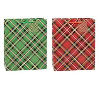 TSI Tartan 87312 Lot de 12 sacs cadeaux grand format (H x l x P) 32 x 26 x 13,5 cm