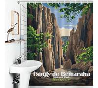 Tsingy De Bemaraha National Park, Madagascar Rideaux De Douche En Polyester Imperméable Et Anti-moisissure, Ensemble De Décoration Moderne Pour Salle De Bain, Baignoire Ou Appartement 56.30x70.87Inch（